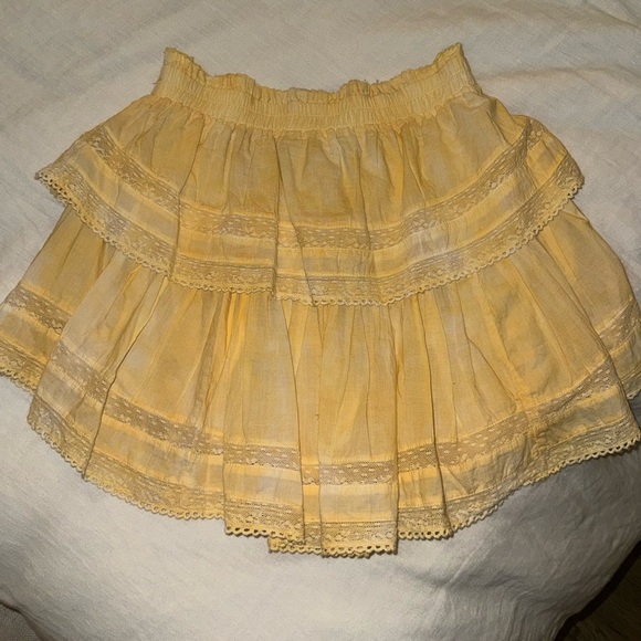 LoveShackFancy Ruffle Mini Skirt - Yellow - Size Medium - Picture 4 of 5